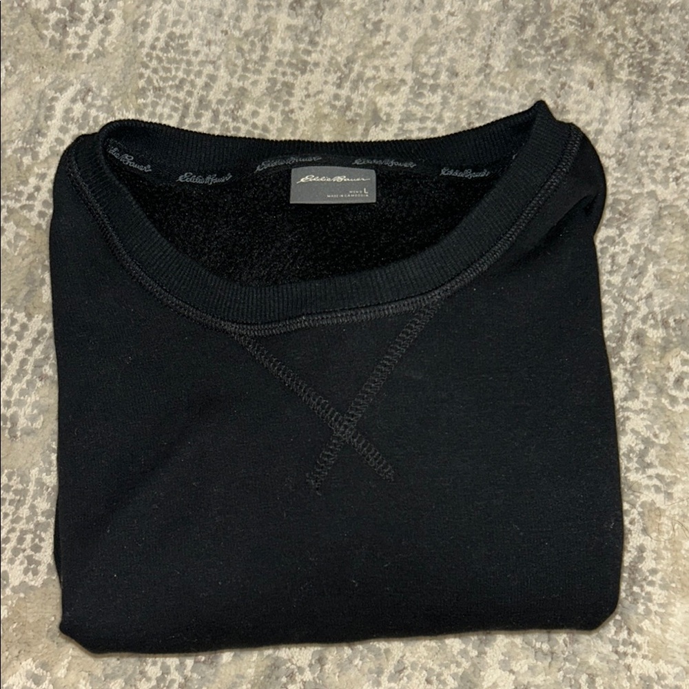 Eddie Bauer Black Crewneck Sweater Soft Classic Design
